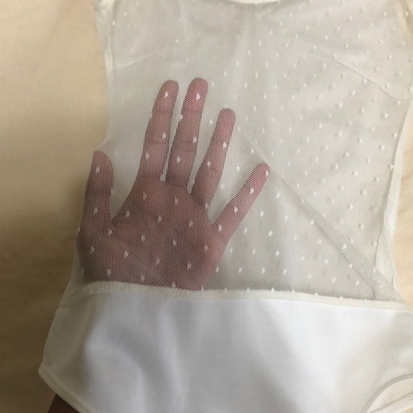 2 for $15 - Ivory Mesh With Dots Bodysuit - Picture 3 of 8